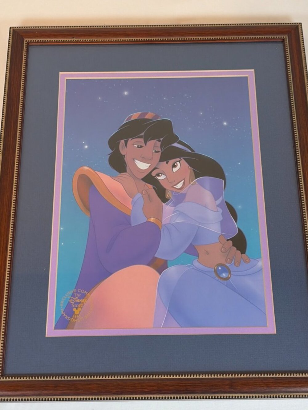 Disney Framed Aladdin 1993 Commemorative Lithograph Disney Store Exclusive Disne
